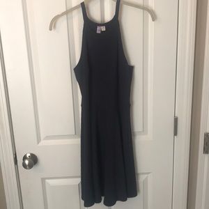 Gray/blue sleeveless skater dress
